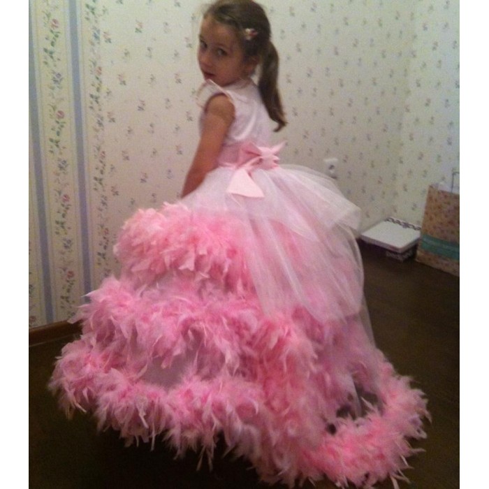 Luxury WOW Dress with Feather Boa & Train