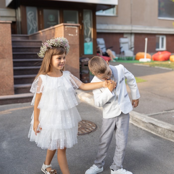 ELIZA Cascading Tulle Dress – Ivory Special Occasion Dress for Girls