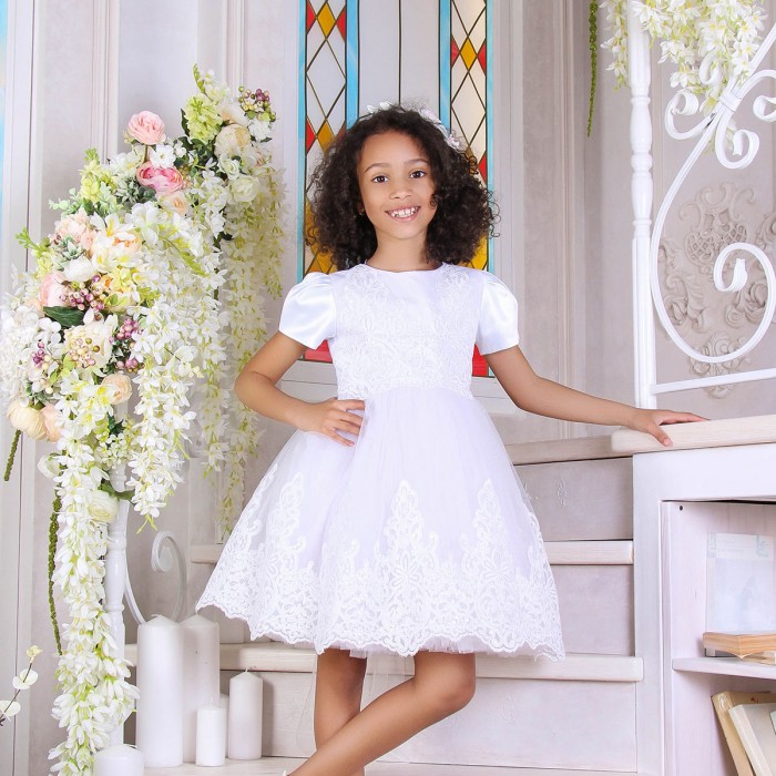 Teresa - Trendy White and Ivory Lace Dress