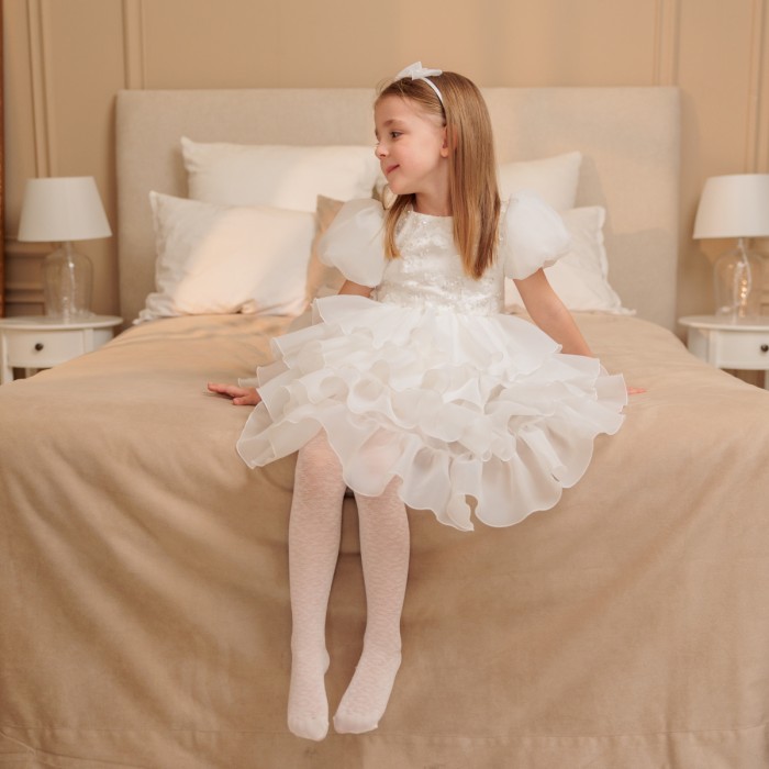 Ivory Flower Girl Dress with detachble train 