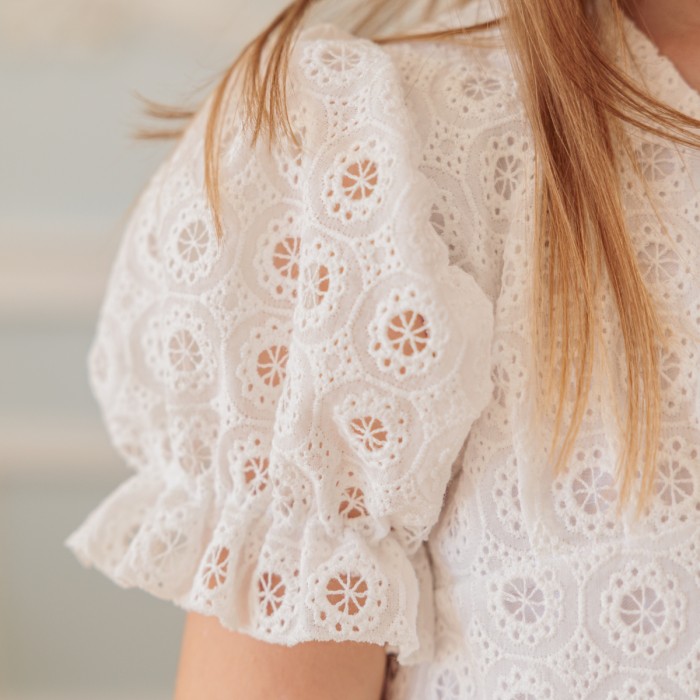 White Lace Cotton Dress for Girl 