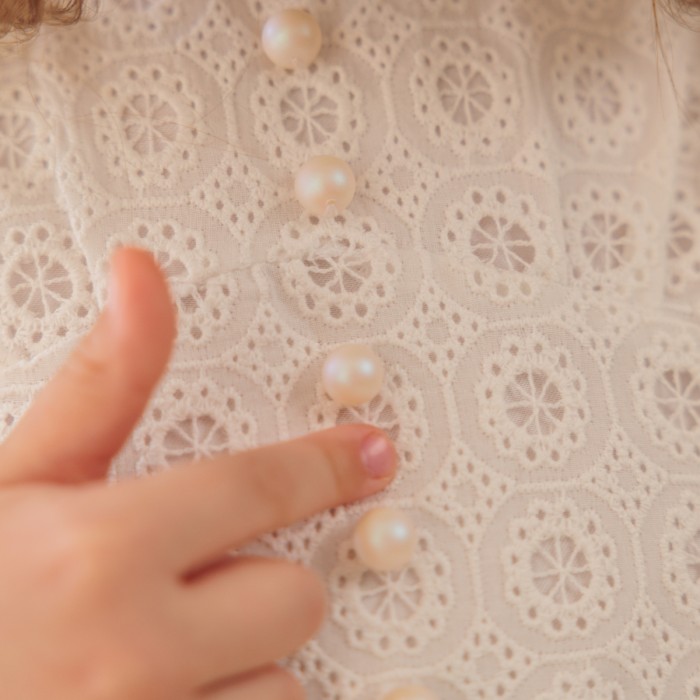 White Lace Cotton Dress for Girl 