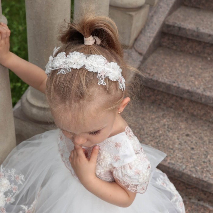 Ivory Flower Dress with Detachable Train 