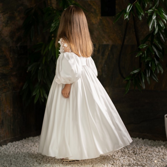 Ivory Silk Dress for Girls 