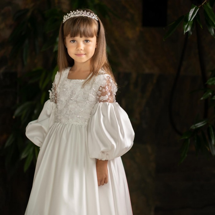 Ivory Silk Dress for Girls 