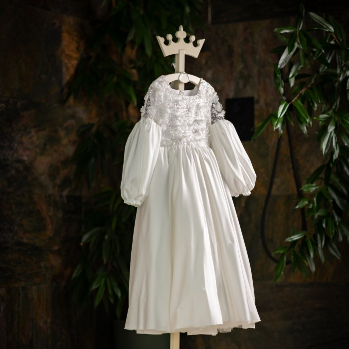 Ivory Silk Dress for Girls 