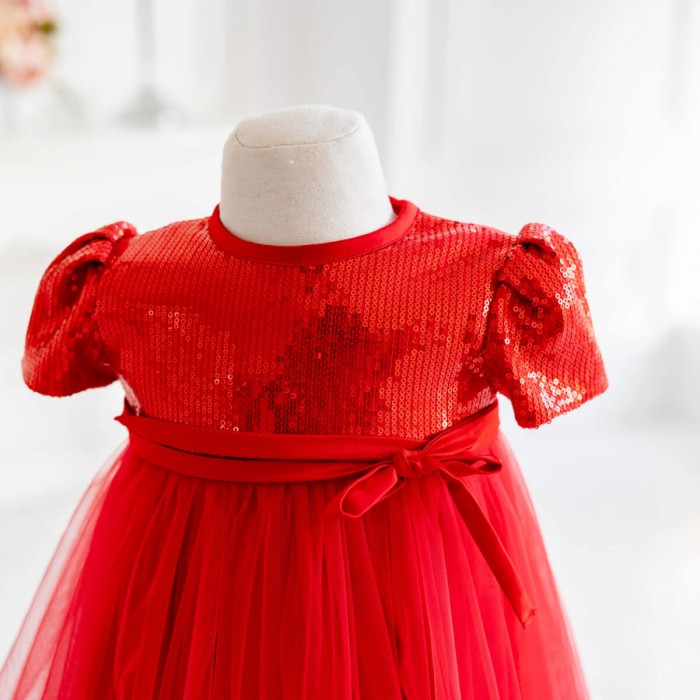 Red Sequin Girls Occasion Dress with Headband 