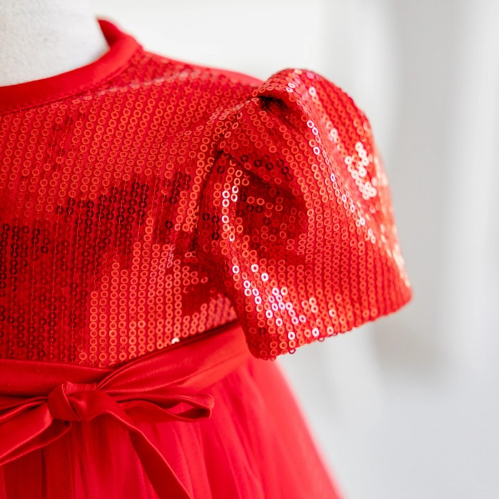 Red Sequin Girls Occasion Dress with Headband 