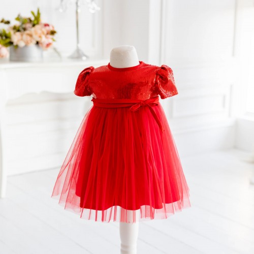 Red Sequin Girls Occasion Dress with Headband 