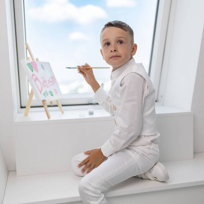 CHARLES Boys Communion Suit – 4-Piece Set in Ivory or White