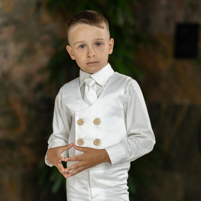 CHARLES Boys Communion Suit – 4-Piece Set in Ivory or White