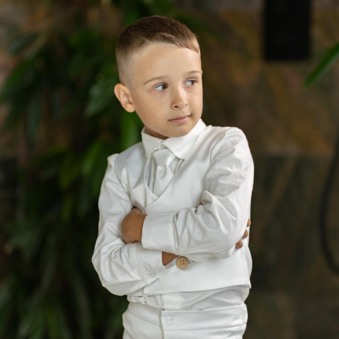 Cotton Boys Shirt in White or Ivory