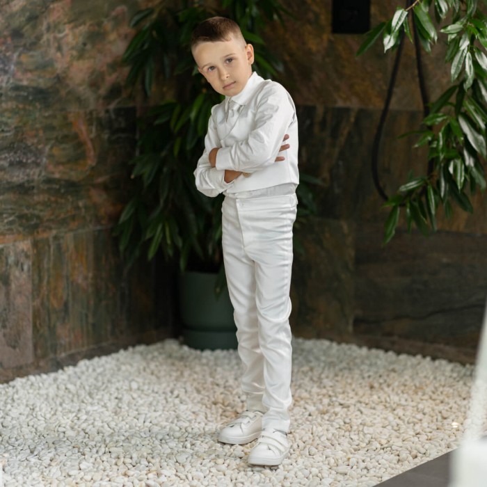 CHARLES Boys Communion Suit – 4-Piece Set in Ivory or White