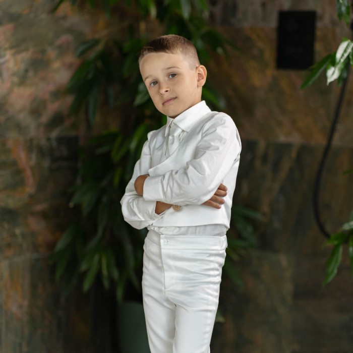 CHARLES Boys Communion Suit – 4-Piece Set in Ivory or White