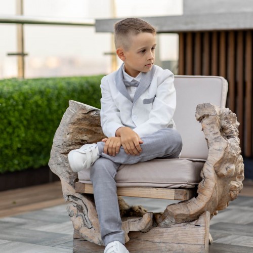 First Communion Linen Suit – Jacket, Shirt, Pants, Bow - FELIX 