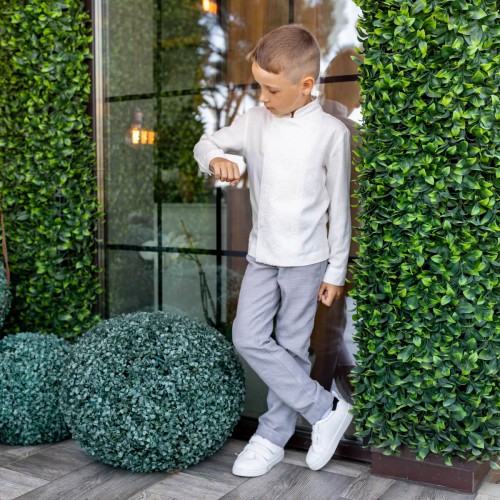 Communion Linen Suit – Lace Shirt and Trousers - LUCAS