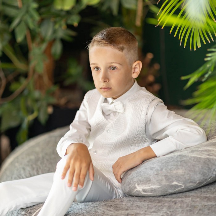First Communion Suit: Shirt, Trousers, Vest with Bow