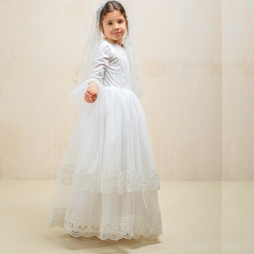Lace Confirmation Dress - Ivory Shade - ASTELLA
