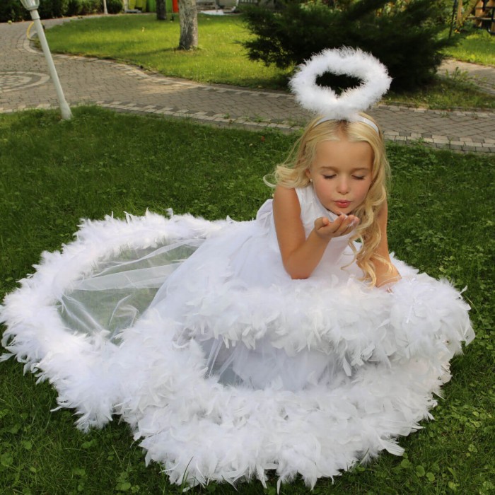 Luxury WOW Dress with Feather Boa & Train