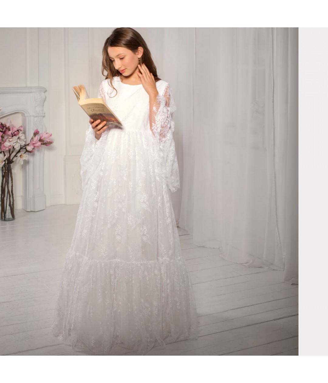 knee length dresses for ladies Vintage Lace Flower Girl Dresses White Ivory Strasburg Communion Dress