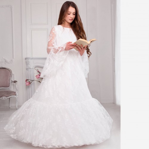 First Communion Dress - Ivory Lace Long Sleeve - MAYA