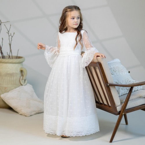  Catholic Communion Dress - Ivory Shade - Long Sleeve - KAYA