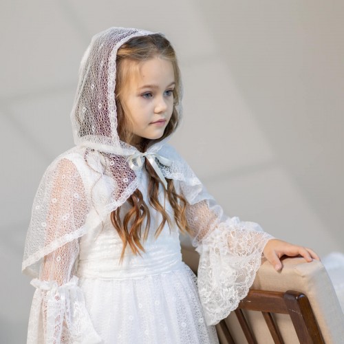 Communion Veil Caped Mantilla – Ivory Designer Tulle - KAYA
