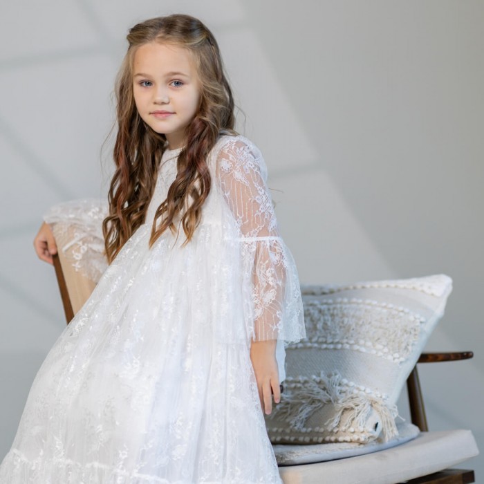 SARAH Lace Communion Dress in Ivory color