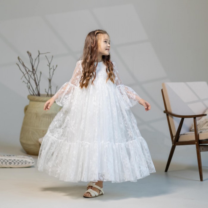 SARAH Lace Communion Dress in Ivory color