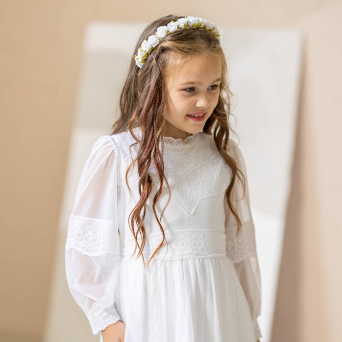 Stunning White Flowers Headband with Detachable Veil