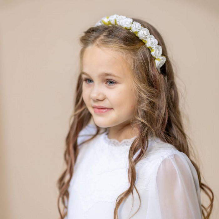 Stunning White Flowers Headband with Detachable Veil