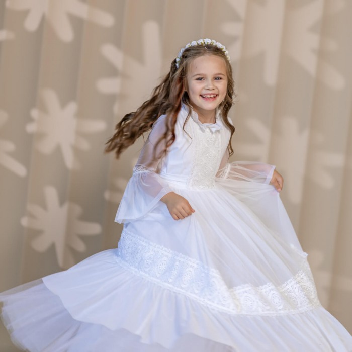White Communion Dress - Long Sleeves - MAJESTY 
