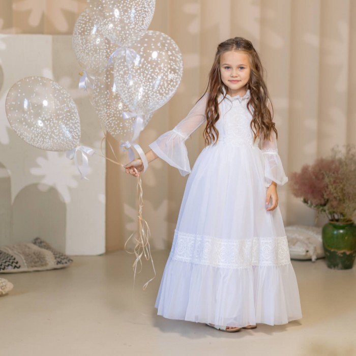 White Communion Dress - Long Sleeves - MAJESTY 