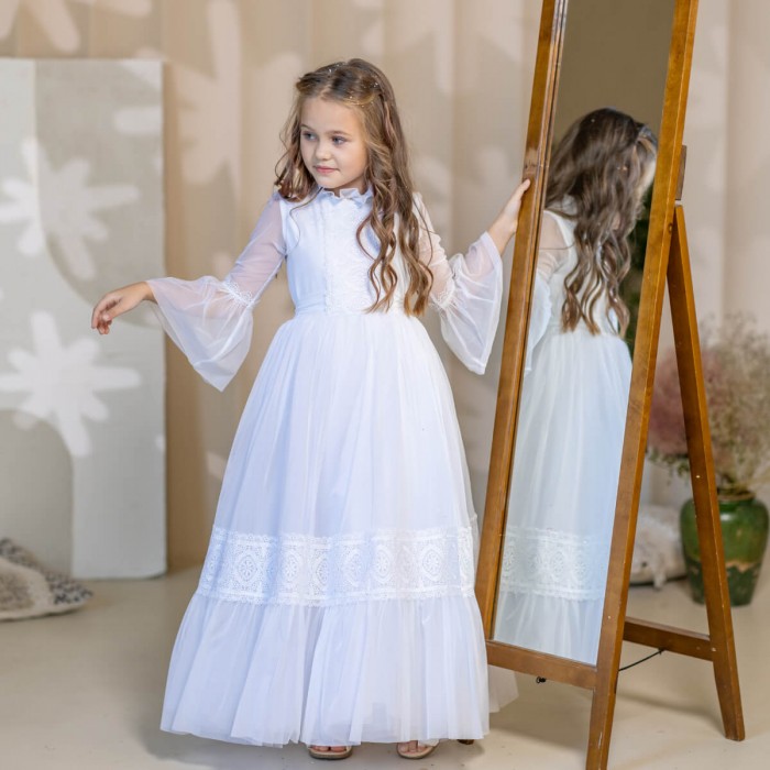 White Communion Dress - Long Sleeves - MAJESTY 