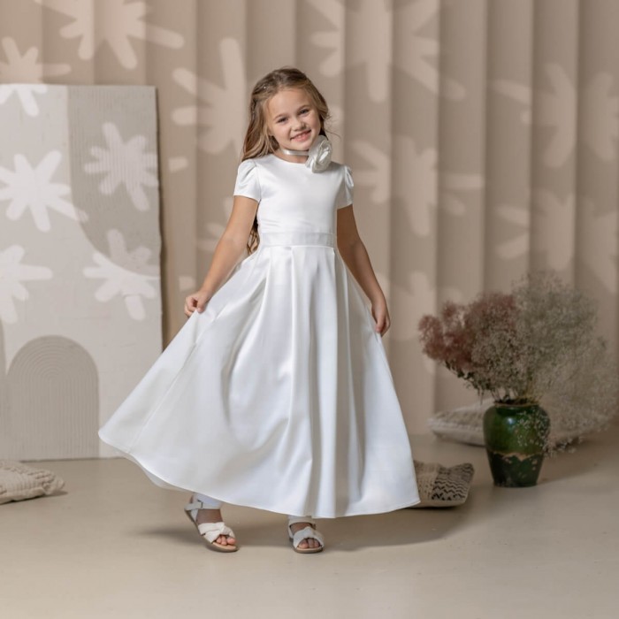 Cherish Your Special Day with Our LOVE Silk Simple Communion Dress