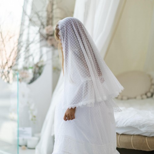 Communion Mantilla Veil - White Polka Dot – MILA