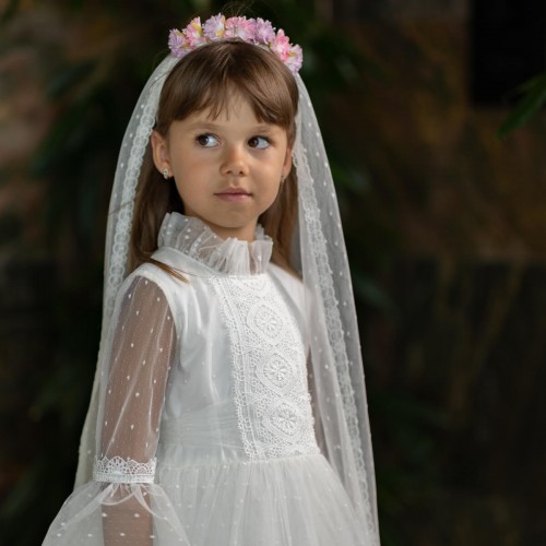 Flower Hairband Communion Veil - CHARLOTTE 