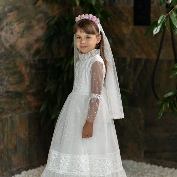 CHARLOTTE Flower Hairband Communion Veil 