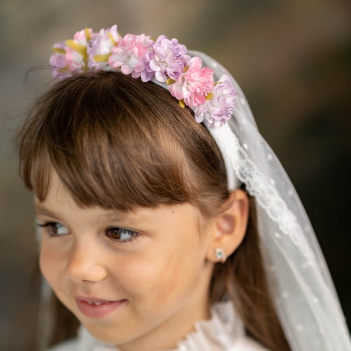 CHARLOTTE Flower Hairband Communion Veil 