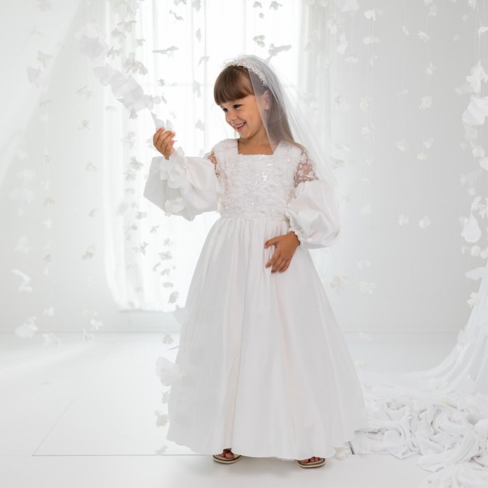 ALORA Pearl Tiara with Veil for Girls