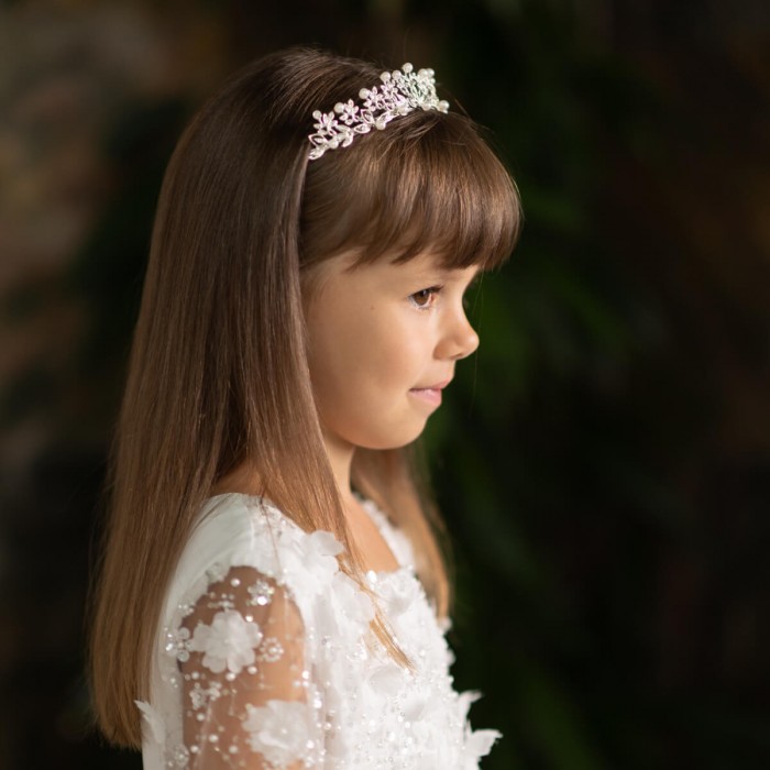 Girls Silver Tiara Crown - ALORA 