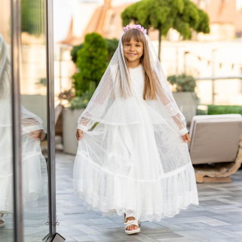 First Holy Communion Dress - Ivory Long Sleeve - CHARLOTTE 