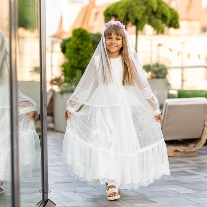 CHARLOTTE Flower Hairband Communion Veil 