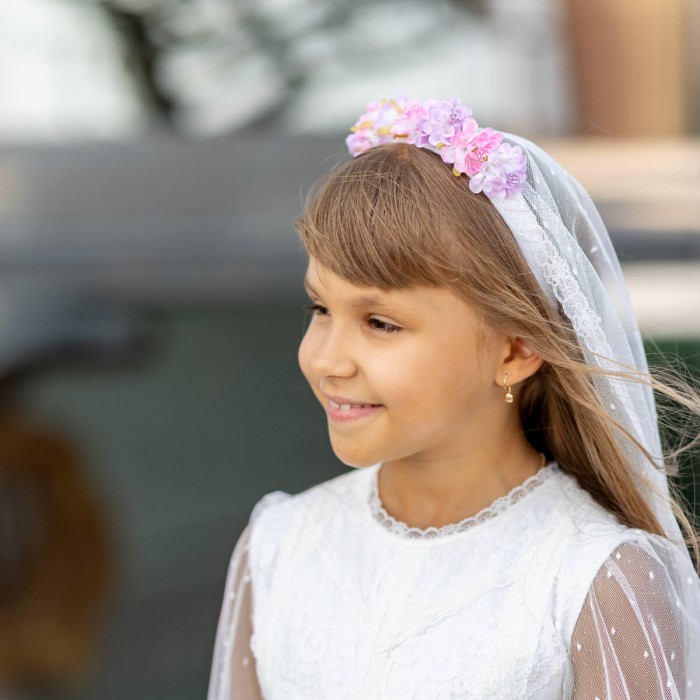 CHARLOTTE Flower Hairband Communion Veil 