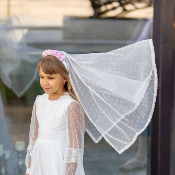 CHARLOTTE Flower Hairband Communion Veil 