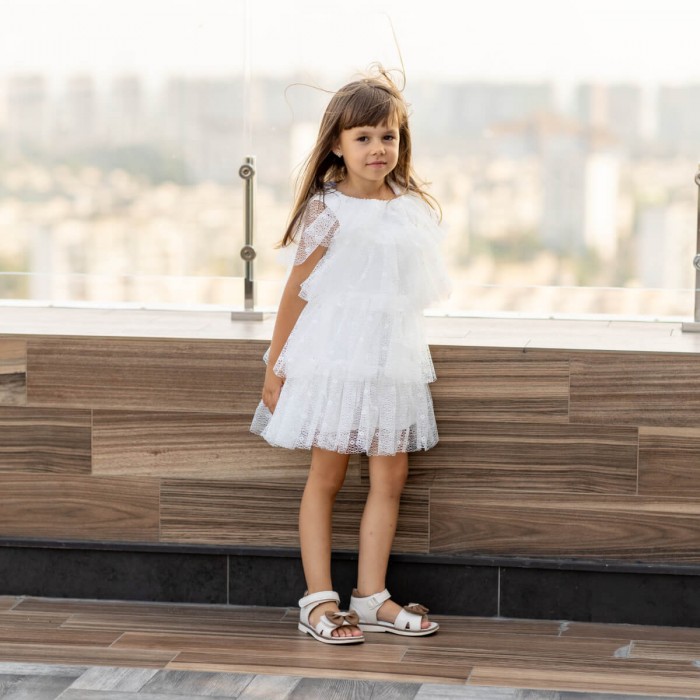 ELIZA Cascading Tulle Dress – Ivory Special Occasion Dress for Girls