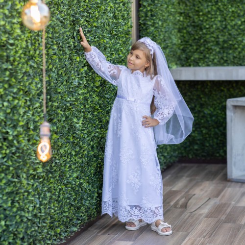 White Communion Dress – Simple Elegant Design - NILA 