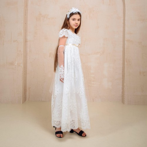 1st Communion Dress - Short or Long Sleeve - LAYLA 