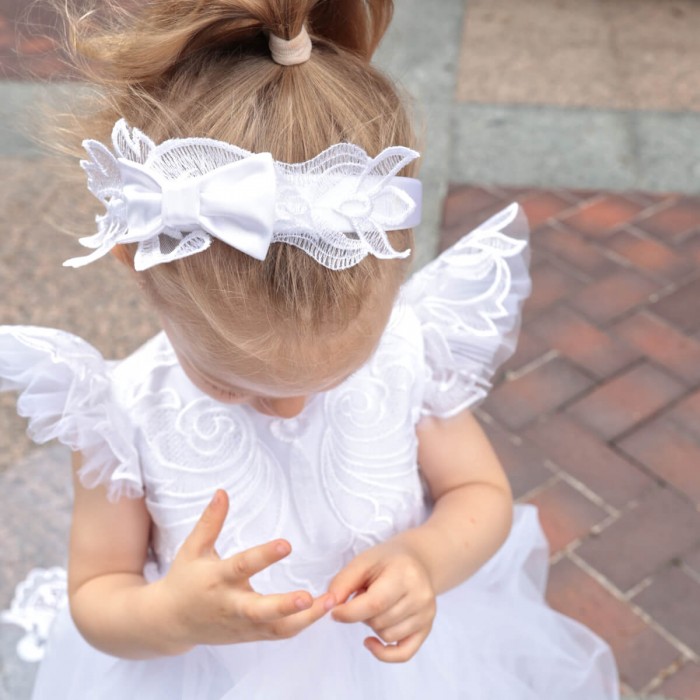 Lace Headband for Girls – White or Ivory Accessory to Match Any Dress