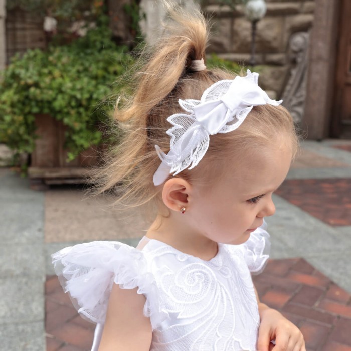 Lace Headband for Girls – White or Ivory Accessory to Match Any Dress